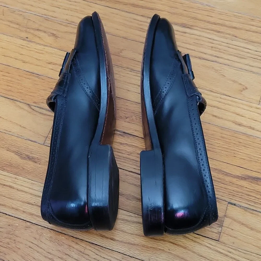 Alan Edmondd Bridgeton Black Leather Tassel Brogue Loafers Slip-On Men US 11